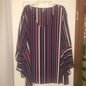 Black with White/Hot Pink/Purple Stripe Cato top